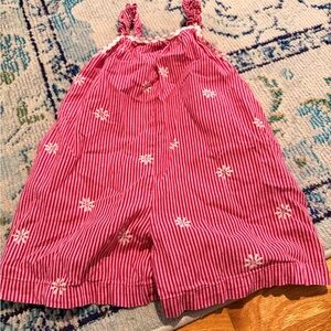 Zara Pink & White Striped Embroidered Girls' Romper